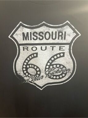 Route 66 Black T-Shirt with Silver Graphic Tag Detail